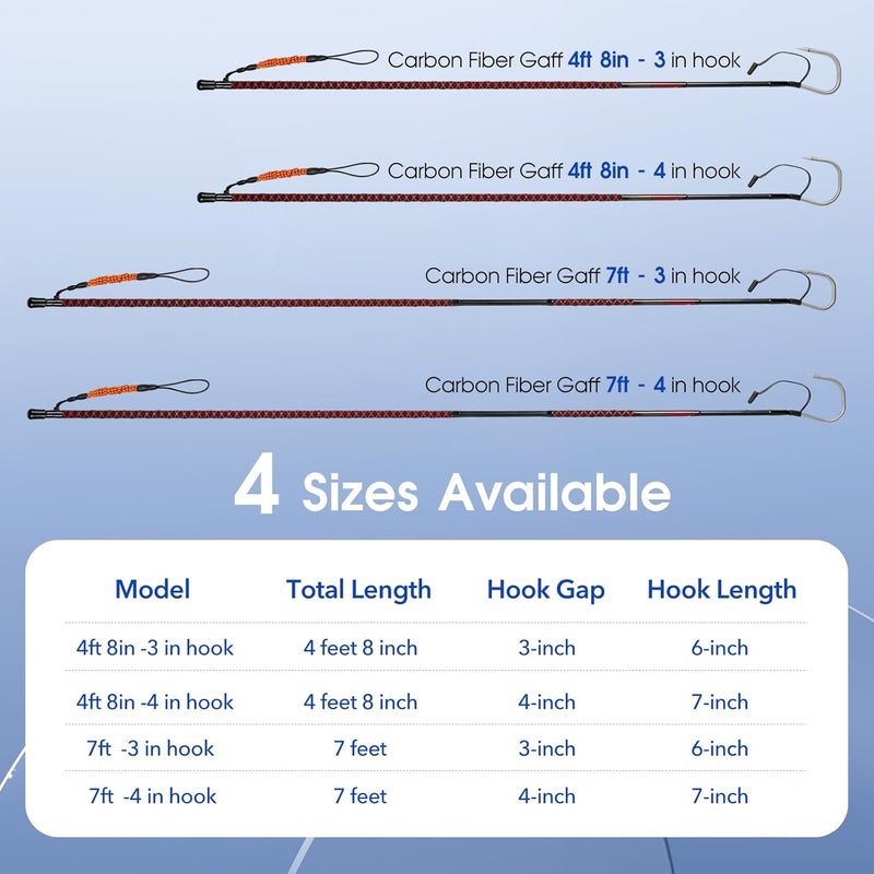 FISHAPPY Fishing Gaff Saltwater Fish Gaff with S316 Stainless Steel Fishing Hook Carbon Fiber Fishing Gaff - Image 5